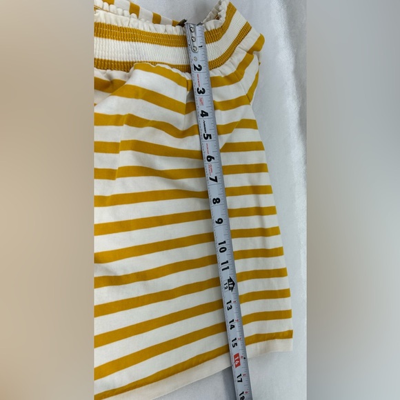 J. Crew Off the Shoulder 3/4 sleeve Mustard and White Striped Top Size XSmall - Picture 8 of 9